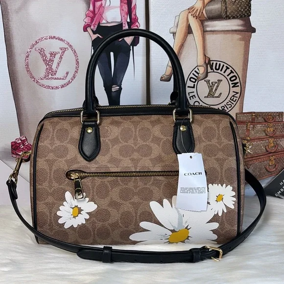 NWT💃Coach Rowan Satchel/Crossbody Bag In Signature Canvas With Floral Print - Picture 4 of 10
